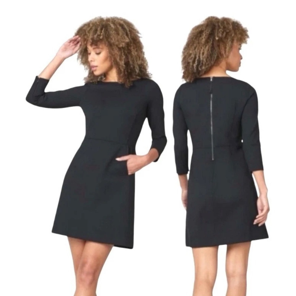 SPANX The Perfect Shift Black Ponte Knit 3/4 Sleeve Zipper Pockets Women's‎ L/G